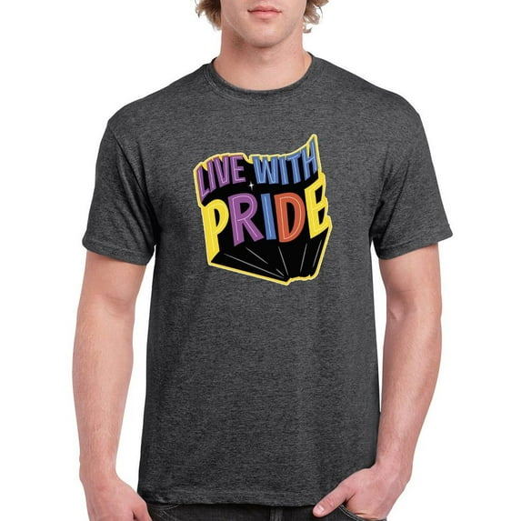 Live With Pride Banner T-Shirt Men -Smartprints Designs, Male XX-Large