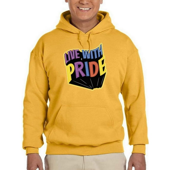 Live With Pride Colorful Banner Hoodie Men -Smartprints Designs, Male x-Large