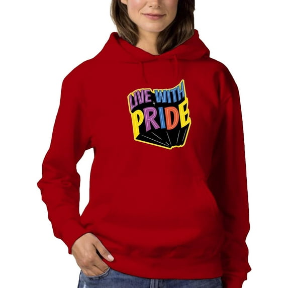Live With Pride Colorful Banner Hoodie Women -Smartprints Designs, Female 4X-Large