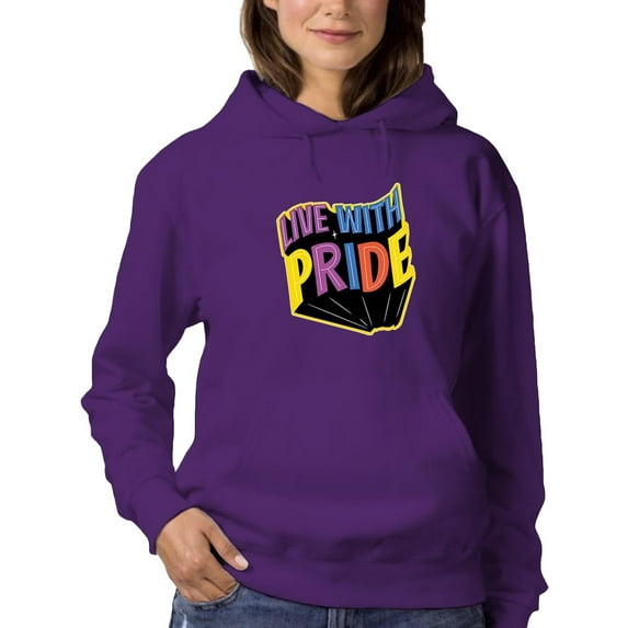 Live With Pride Colorful Banner Hoodie Women -Smartprints Designs, Female Large