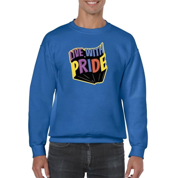 Live With Pride Colorful Banner Sweatshirt Men -Smartprints Designs, Male Large