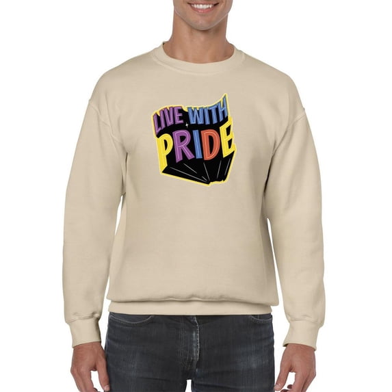 Live With Pride Colorful Banner Sweatshirt Men -Smartprints Designs, Male Medium