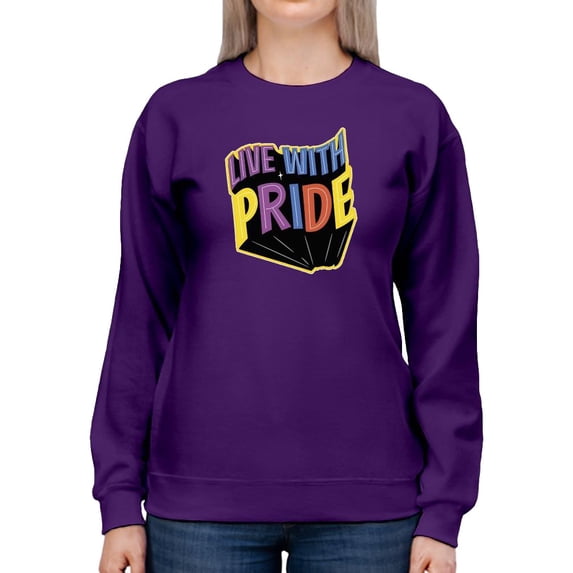 Live With Pride Colorful Banner Sweatshirt Women -Smartprints Designs, Female Large