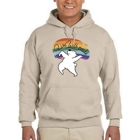 Live With Pride Polar Bear. Hoodie Men -Smartprints Designs, Male 5X-Large