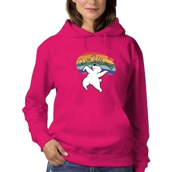 Live With Pride Polar Bear. Hoodie Women -Smartprints Designs, Female 3X-Large