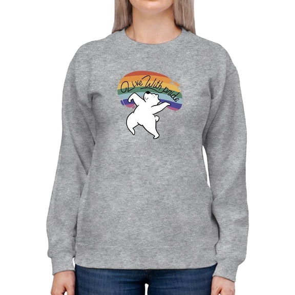 Live With Pride Polar Bear. Sweatshirt Women -Smartprints Designs, Female Small