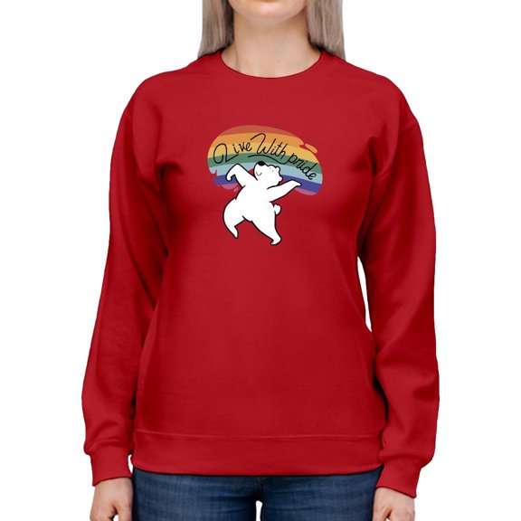 Live With Pride Polar Bear. Sweatshirt Women -Smartprints Designs, Female Small