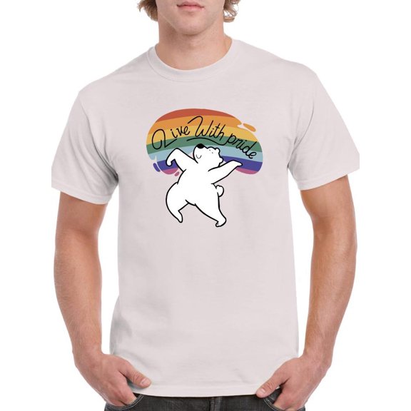 Live With Pride Polar Bear T-Shirt Men -Smartprints Designs, Male Small