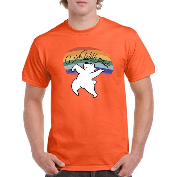 Live With Pride Polar Bear T-Shirt Men -Smartprints Designs, Male Small