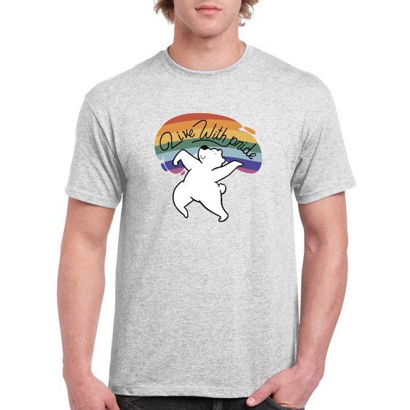 Live With Pride Polar Bear T-Shirt Men -Smartprints Designs, Male Small