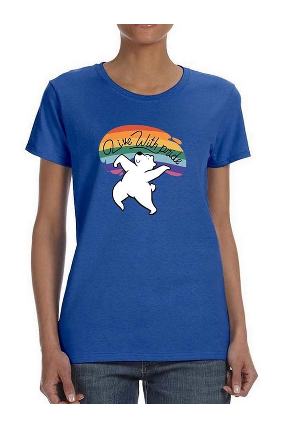 Live With Pride Polar Bear T-Shirt Women -Smartprints Designs, Female Large