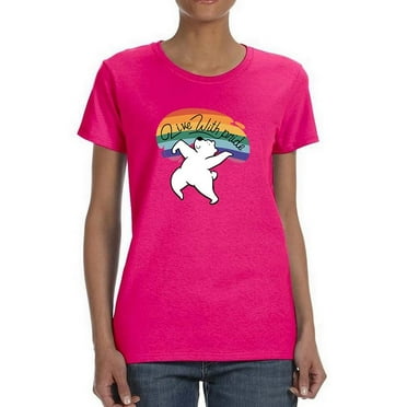 Live With Pride Polar Bear T-Shirt Women -Smartprints Designs, Female Large