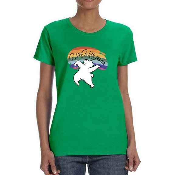 Live With Pride Polar Bear T-Shirt Women -Smartprints Designs, Female Small