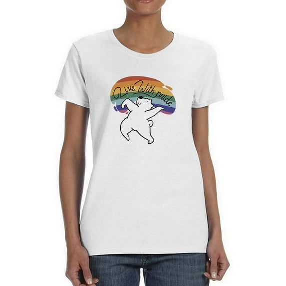 Live With Pride Polar Bear T-Shirt Women -Smartprints Designs, Female XX-Large