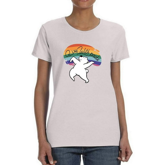 Live With Pride Polar Bear T-Shirt Women -Smartprints Designs, Female x-Large