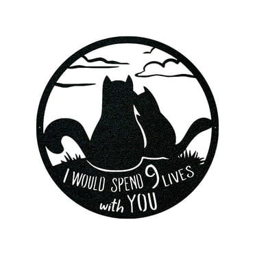 Live With Your Cat Living Together Metal Wall Decor Interior Home Decor