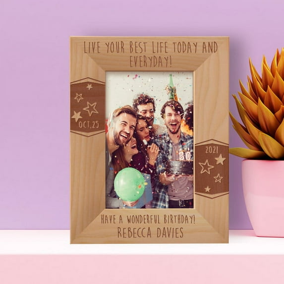 Live Your Best Life Today And Everyday Personalized Wooden Frame 4" x 6" Brown (Vertical)