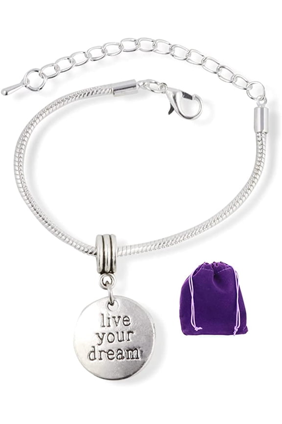 Live Your Dream Snake Chain Charm Bracelet