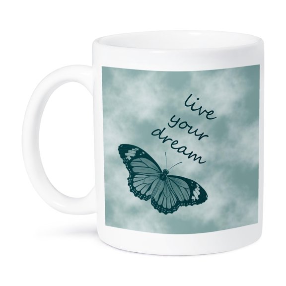 3dRose, Live Your Dream Teal Butterfly, 11oz Mug