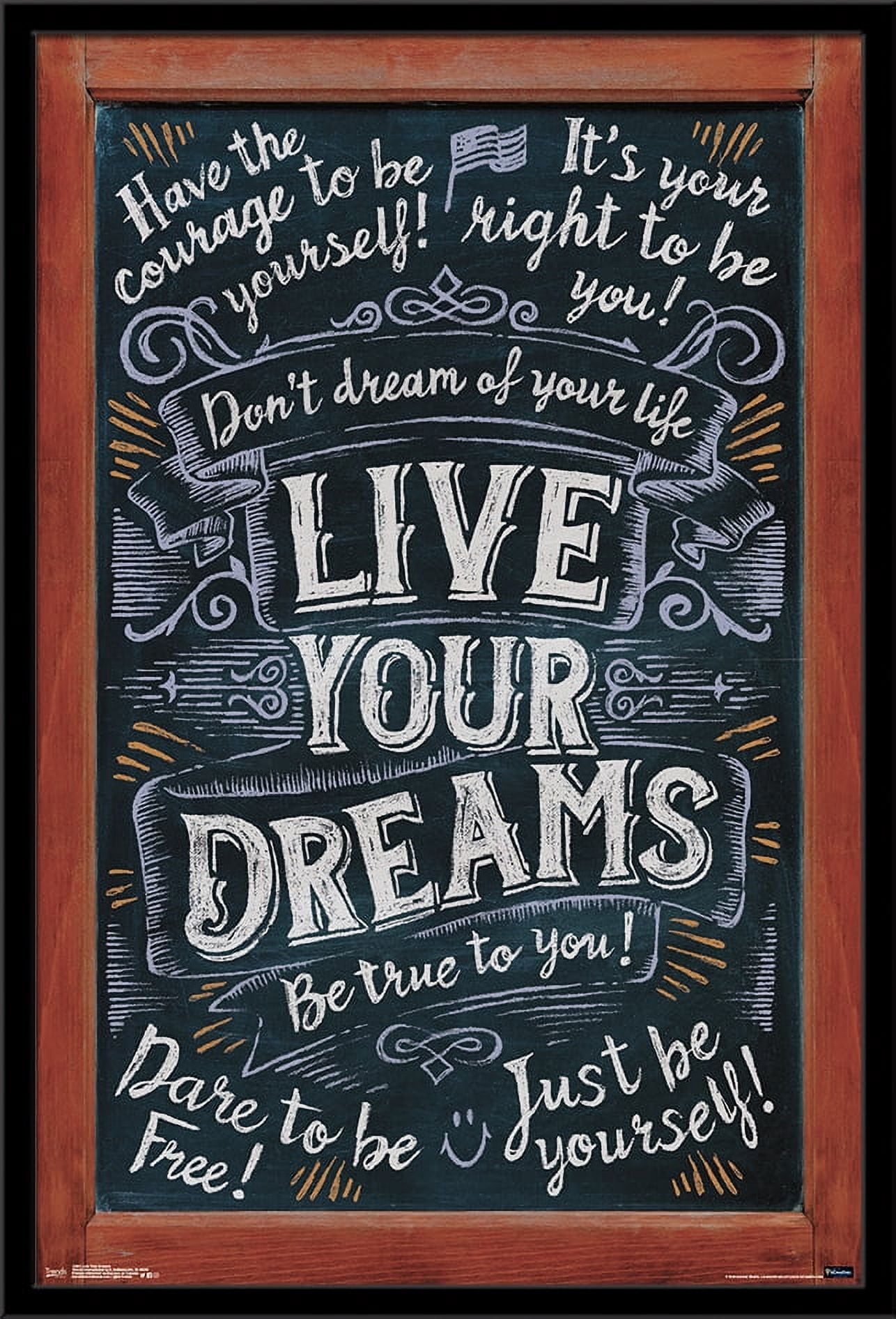 Live Your Dreams Wall Poster, 22.375" x 34", Framed