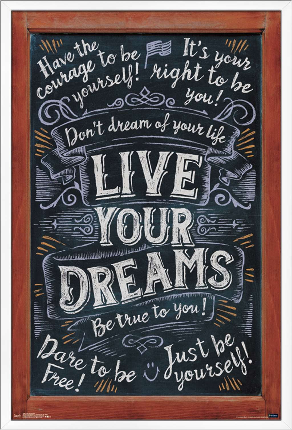 Live Your Dreams Wall Poster, 22.375" x 34", Framed