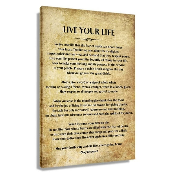 Live Your Life Poem Framed Motivational Wall Art Prints Vintage Canvas Quotes Wall Decor Inspirational Posters Decorations For Bedroom Framed
