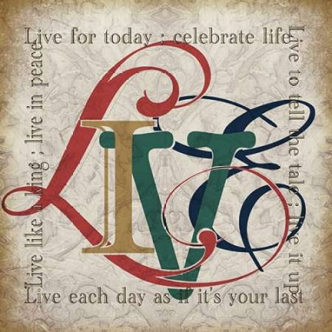 Live and Other Sentiments Canvas Art - Lisa Wolk (24 x 24)