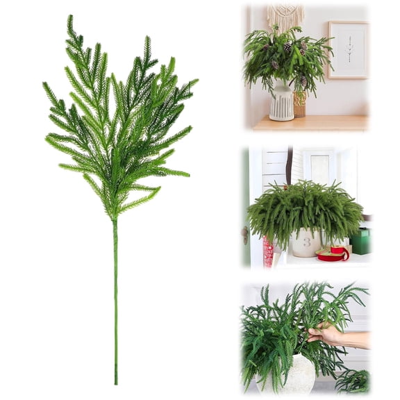 Live at Home 18 Inch Real Artificial Branches Cedar Stem Greenery Picks For Vase DIY Garland Wreath Home Decoration(Green*6)