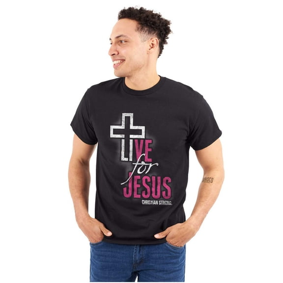 Live for Jesus Religious Faith Men's Graphic T Shirt Tees Brisco Brands M