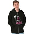 thumbnail image 1 of Live for Jesus Religious Faith Unisex Fleece Graphic Zip Up Hoodie Brisco Brands 4X, 1 of 5