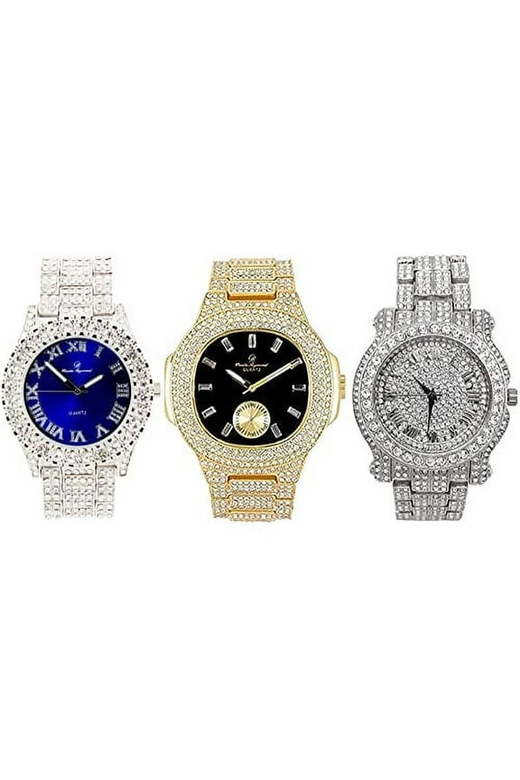 Live for The Versatility This Iced Out Bling Watch Set Offers!! Love The Hip Hop Style & Colors! Exclusive Bust Down Watches for Men - 360Combo 3