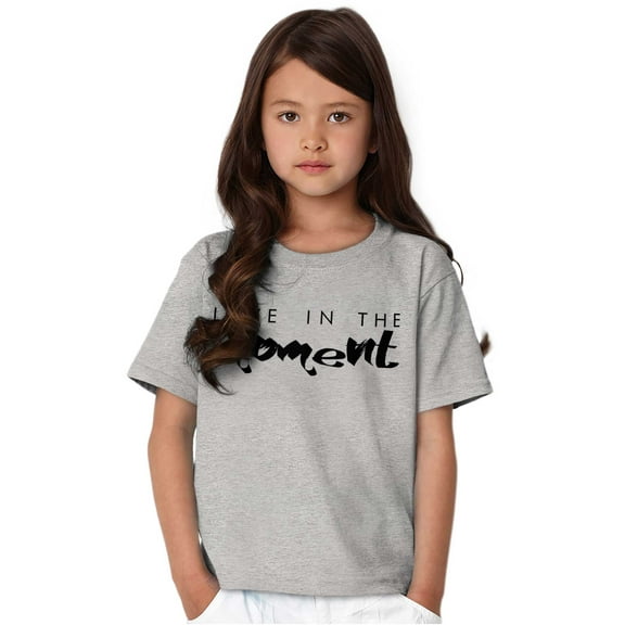Live in Moment Inspirational Positive Girls Kids T Shirt Tees Teen Brisco Brands L