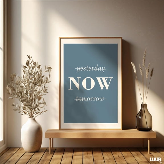 Live in the Moment Blue Motivational Quote Wall Art, Unframed Paper Print Size 8x12