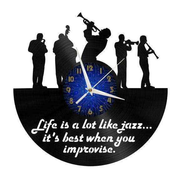 Live is JAZZ Vinyl Record Wall Clock for Kitchen Wall Decor Wall Art Gift for Lover Gift Idea for a Best Friend(B)
