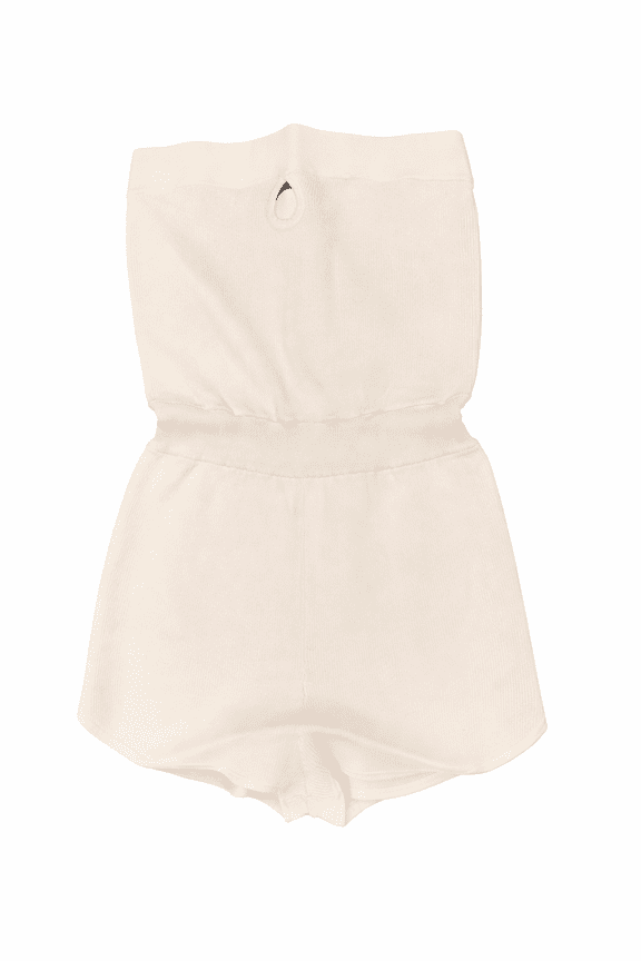 Women's Ivory Ribbed Strapless Bodycon Romper, Small