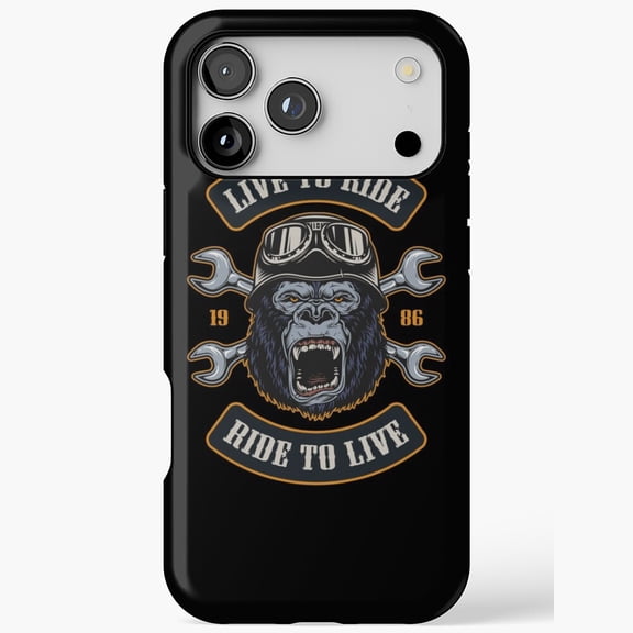 Live to Ride Gorilla Biker Helmet Vintage for iPhone Case 17 16 15 14 13 12 11 Pro Max