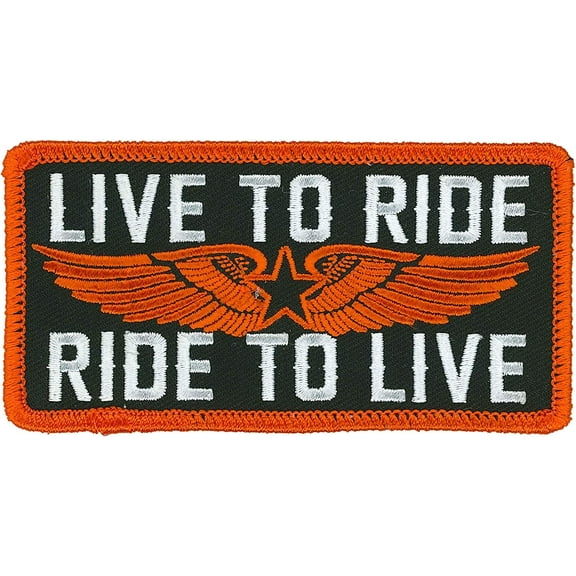 Live to Ride, Ride to Live PATCH - Embroidered High Thread Iron-On Heat Sealed Backing Sew-On Biker's Patch - 4" x 2"