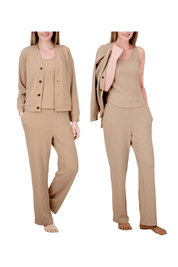 Women's 3-piece Lounge Set Tan Large