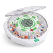LiveFine 28-Day Automatic Pill Dispenser with Upgraded LCD Display and Key Lock - Clear Lid