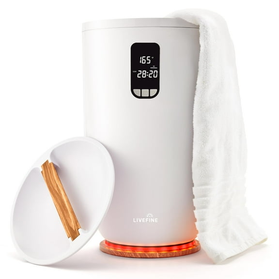LiveFine 2-Bar Bucket Style Towel Warmer with Timer and Auto Shut-Off, White