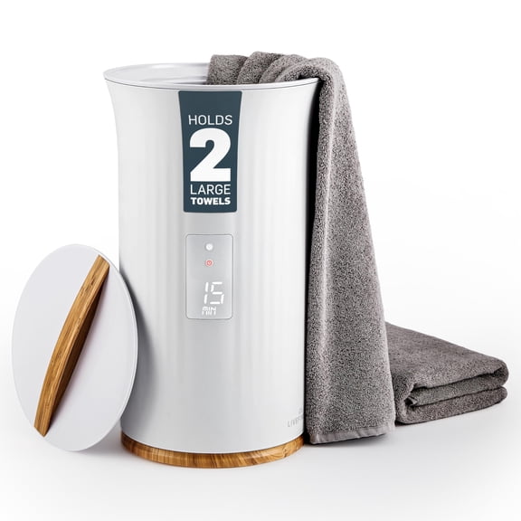 LiveFine Towel Warmer, Large Bucket Style Heated Towel Warmer (White), Fits 40”x70” Towels