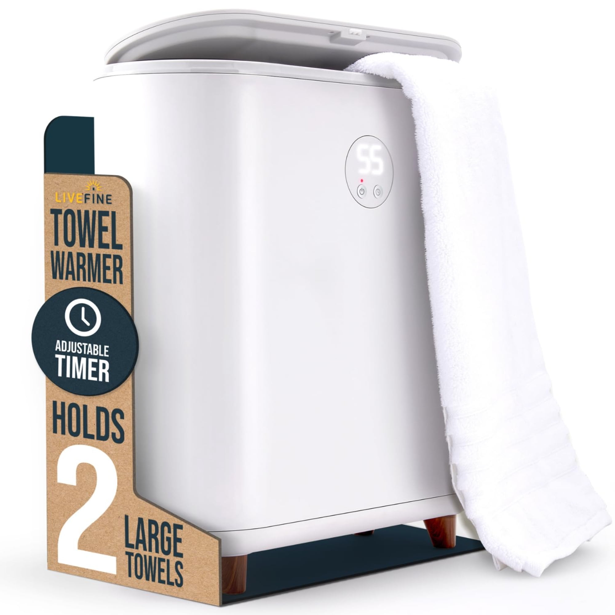 Gray Freestanding Plug-in Designer Towel Warmer with Adjustable Timer