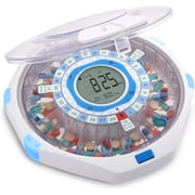 LiveFine WiFi Automatic 28-Day Pill Organizer with Lock & Key, Clear Lid