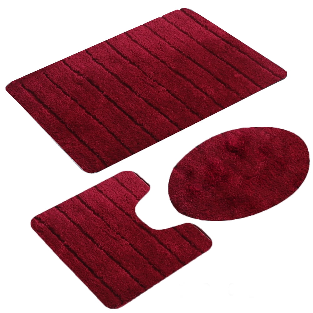 LiveGo Large Three Piece Plush Bathroom Rug Set - Ultra Soft, Non Slip ...