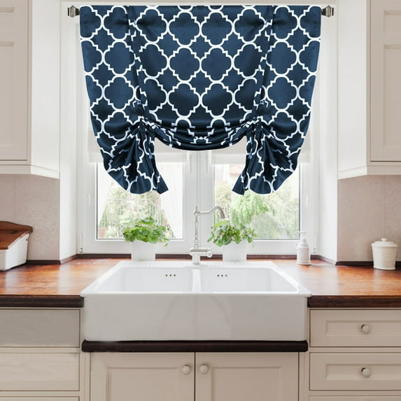 LiveGo Adjustable Tie Up Curtains for Windows, Morocco Printed Thermal Insulated Blackout Curtains, Roman Shading Blinds Curtain for Indoor Balcony Bedroom Living Room Kitchen