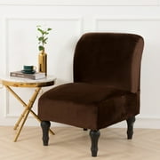 LiveGo Armless Accent Chair Cover, Stretch Velvet Armless Slipper Chair Slipcover, Universal Thin Fabric Removable Washable Armless Chair Cover Furniture Protector for Home Living Room Hotel