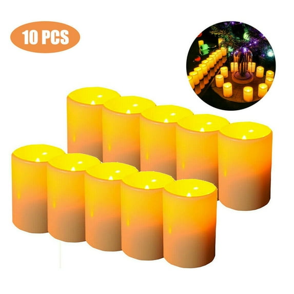 LiveGo Flameless Flickering LED Candles 3"x4" with 4 & 8 Hour Timer, Real Wax Candles Lights Battery Operated, Pack of 10