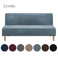 thumbnail image 1 of LiveGo Stretch Velvet Futon Cover Armless Sofa Covers Thick Sofa Bed Slipcover Protector, Blue, 1 of 8