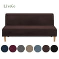 thumbnail image 1 of LiveGo Stretch Velvet Futon Cover Armless Sofa Covers Thick Sofa Bed Slipcover Protector, Dark Brown, 1 of 8
