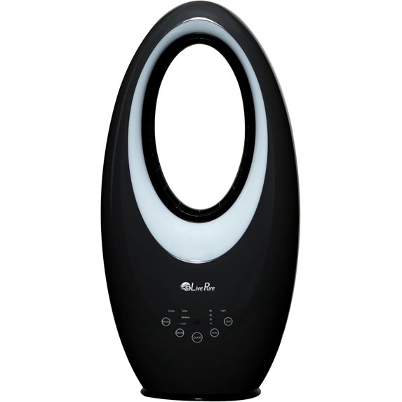 LivePure Bladeless Oscillating Fan w/Filter. 3-Speed Adjustment, Touch Control, Quiet Cooling Fan. Stand Up Fan for Bedroom, Office, Kitchen. Graphite